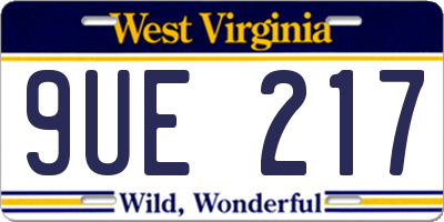 WV license plate 9UE217