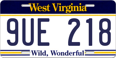 WV license plate 9UE218