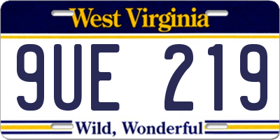 WV license plate 9UE219