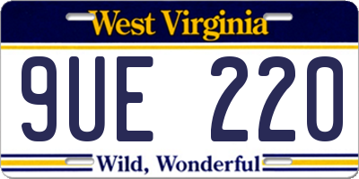 WV license plate 9UE220
