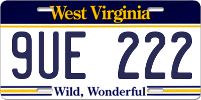WV license plate 9UE222