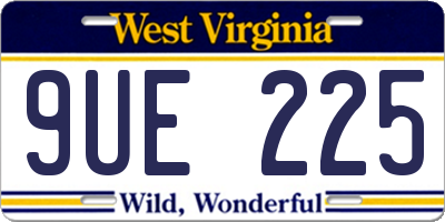 WV license plate 9UE225