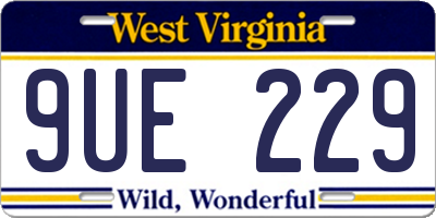 WV license plate 9UE229