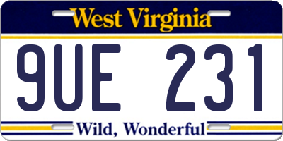 WV license plate 9UE231