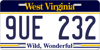 WV license plate 9UE232