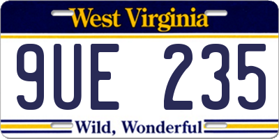 WV license plate 9UE235