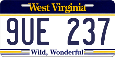 WV license plate 9UE237