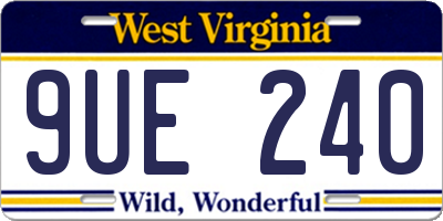 WV license plate 9UE240