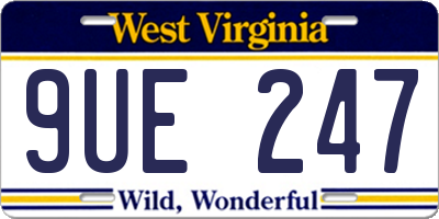 WV license plate 9UE247