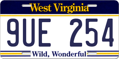 WV license plate 9UE254