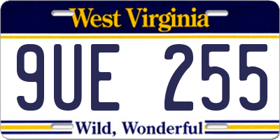 WV license plate 9UE255