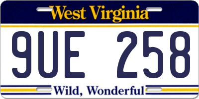WV license plate 9UE258
