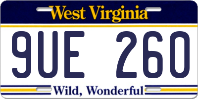 WV license plate 9UE260