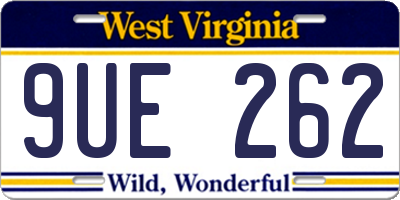 WV license plate 9UE262