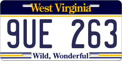 WV license plate 9UE263