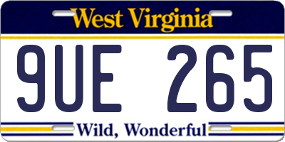 WV license plate 9UE265