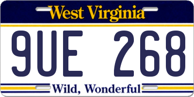 WV license plate 9UE268