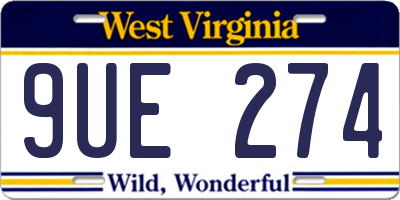WV license plate 9UE274