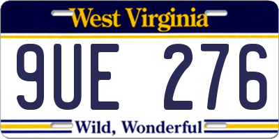 WV license plate 9UE276