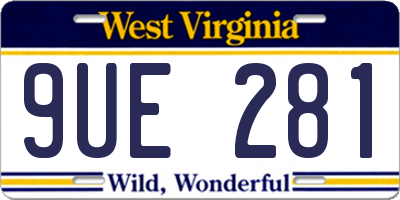 WV license plate 9UE281