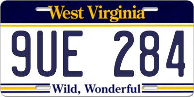 WV license plate 9UE284