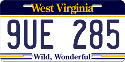 WV license plate 9UE285