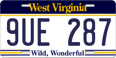 WV license plate 9UE287