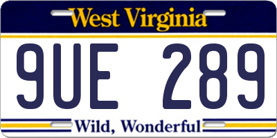 WV license plate 9UE289