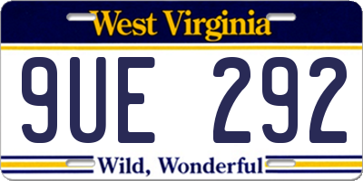 WV license plate 9UE292