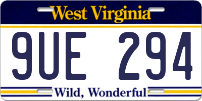 WV license plate 9UE294