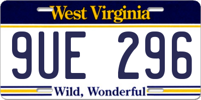 WV license plate 9UE296