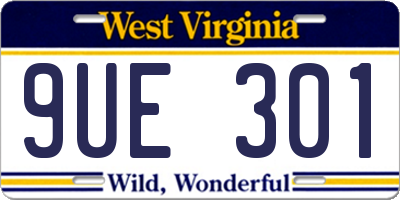 WV license plate 9UE301