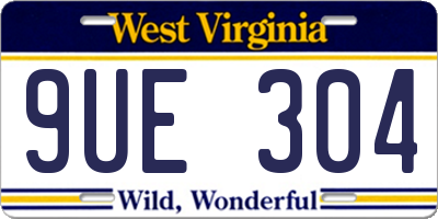WV license plate 9UE304