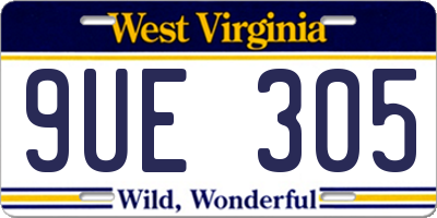 WV license plate 9UE305