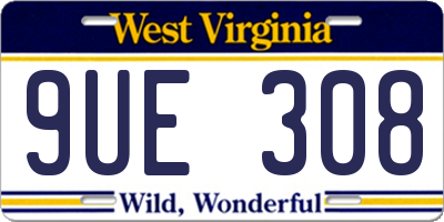 WV license plate 9UE308