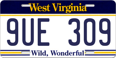 WV license plate 9UE309