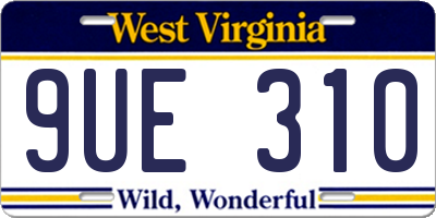 WV license plate 9UE310