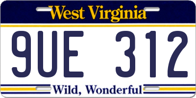 WV license plate 9UE312