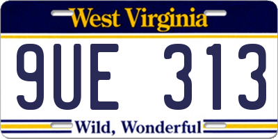 WV license plate 9UE313