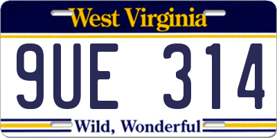 WV license plate 9UE314