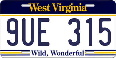WV license plate 9UE315