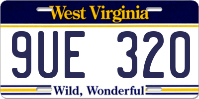 WV license plate 9UE320