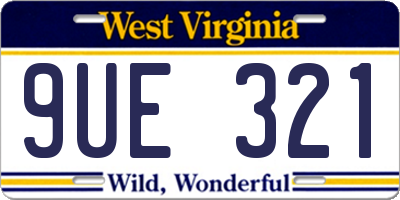 WV license plate 9UE321