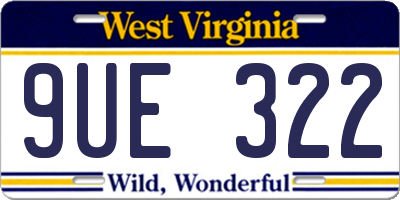 WV license plate 9UE322