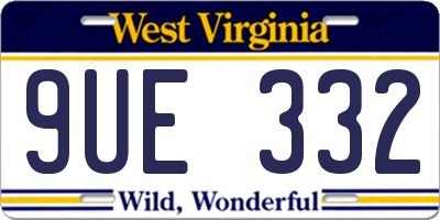 WV license plate 9UE332