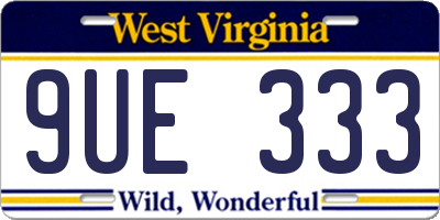 WV license plate 9UE333