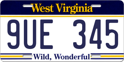 WV license plate 9UE345