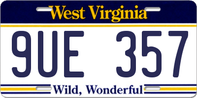WV license plate 9UE357
