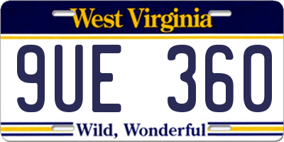 WV license plate 9UE360