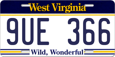 WV license plate 9UE366